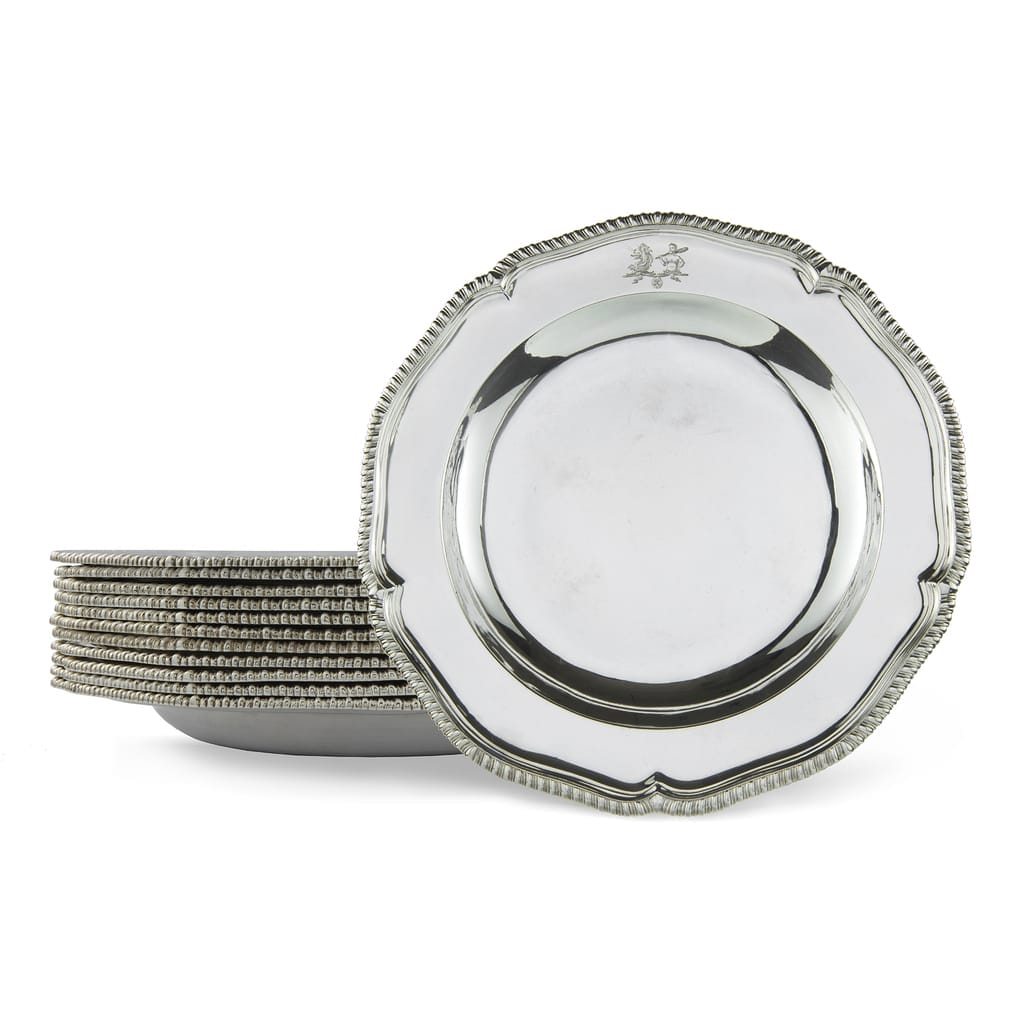 A Set Of Twelve Georgian Sterling Silver Dinner-plates – Bentley