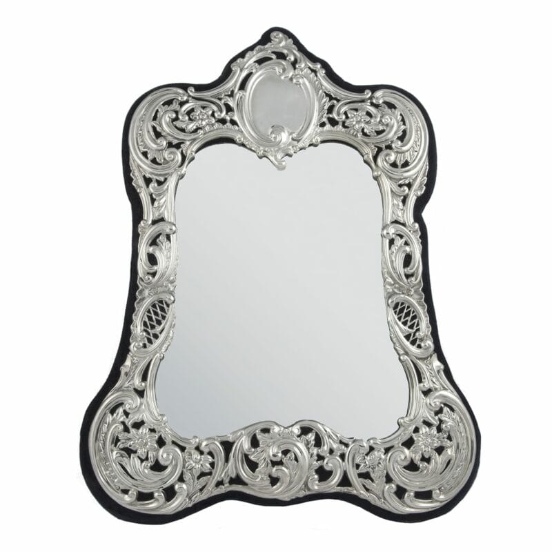 A Victorian Sterling Silver Mounted Standing Mirror