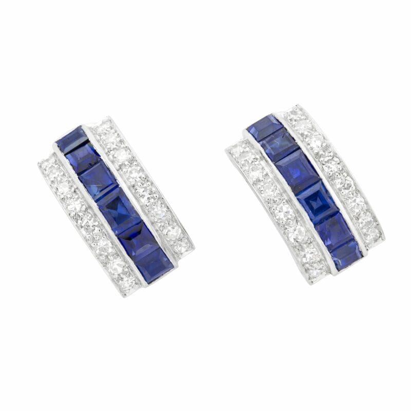 A Pair Of Sapphire And Diamond Earrings
