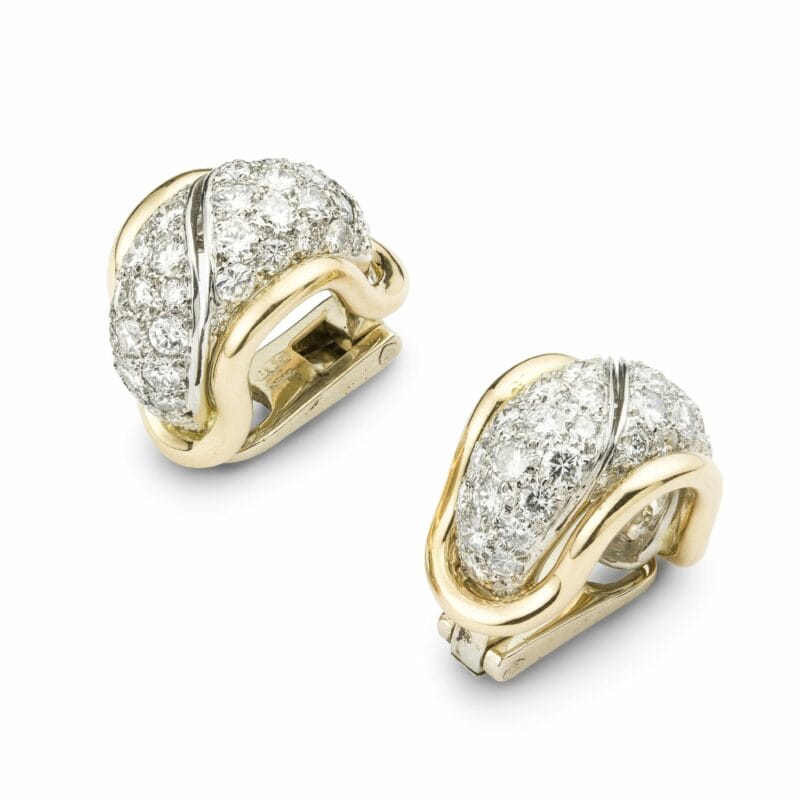 A Pair Of Diamond Hoop Clip Earrings