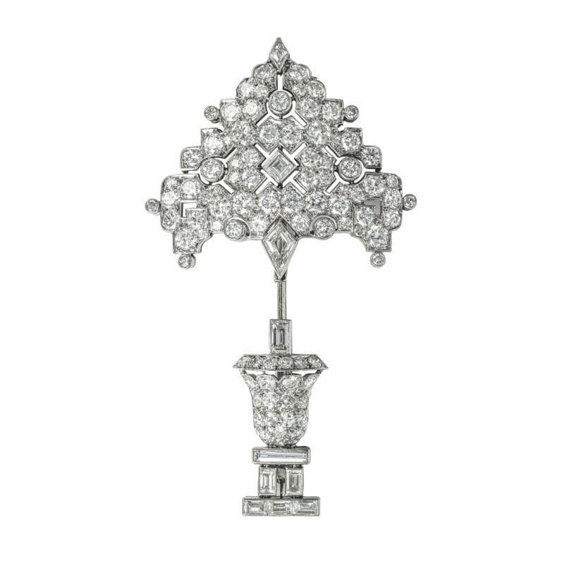 A Diamond Tree Jabot Pin