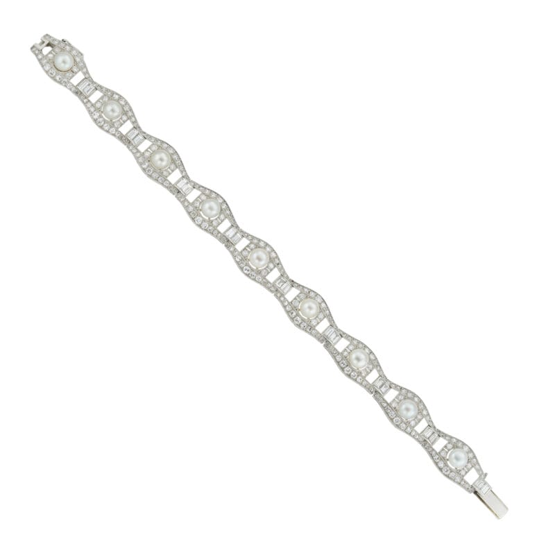 An Art Deco Pearl And Diamond Bracelet