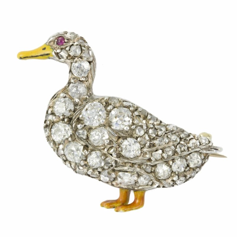 A Victorian Diamond-set Duck Brooch