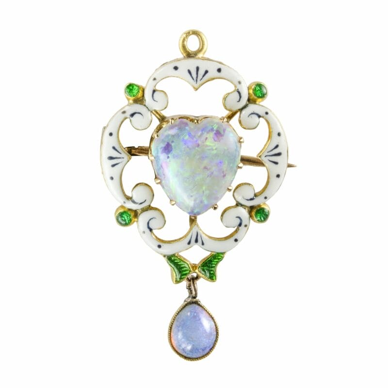 An Opal And Enamel Pendant/brooch