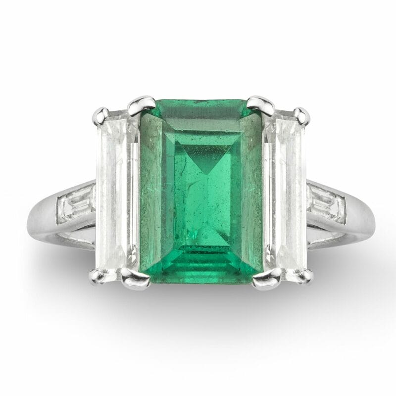 A Cartier Art Deco Emerald And Diamond Ring
