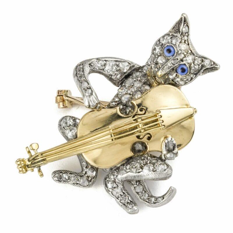 A Cat And Fiddle Novelty Brooch
