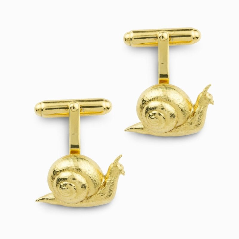A Pair Of Silver Snail Cufflinks Yellow Gold Plated