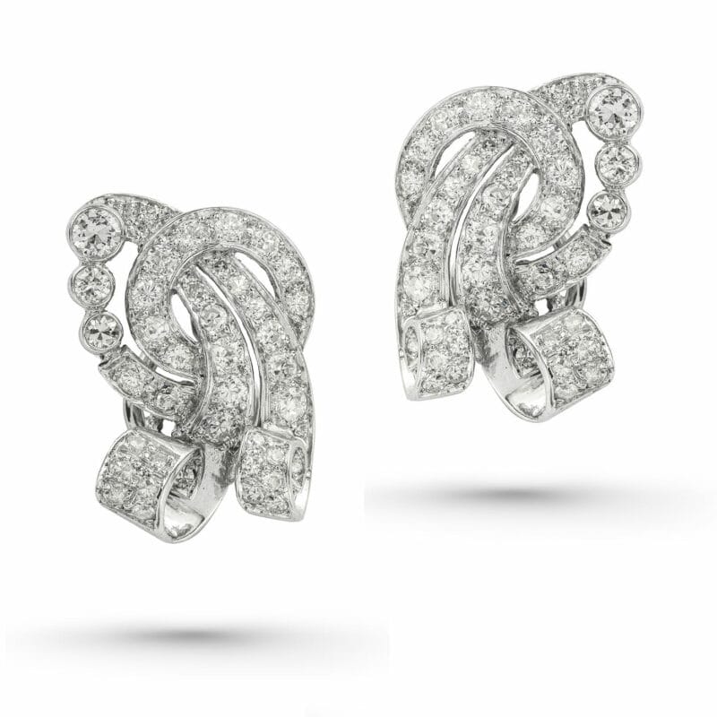 A Pair Of Mid-20th Century Diamond Clip Earring