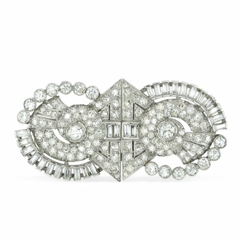 An Art Deco Diamond Double-clip Brooch