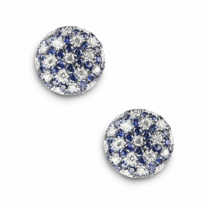A Pair Of Diamond And Sapphire Clip Earrings