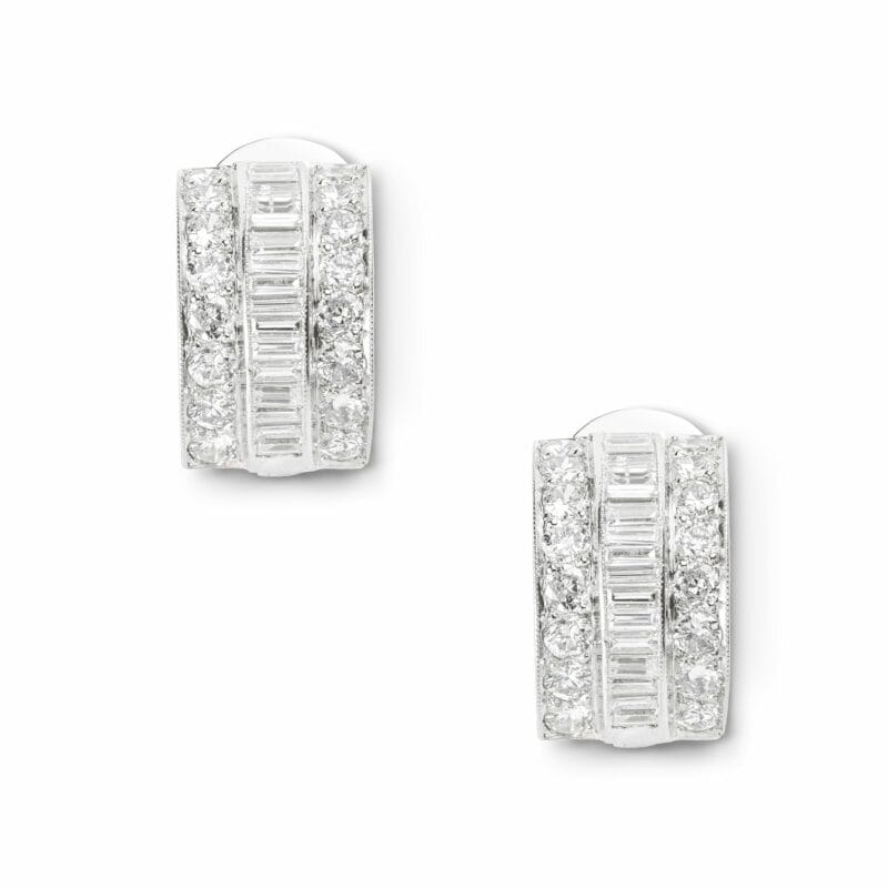 A Pair Of Diamond Clip Earrings