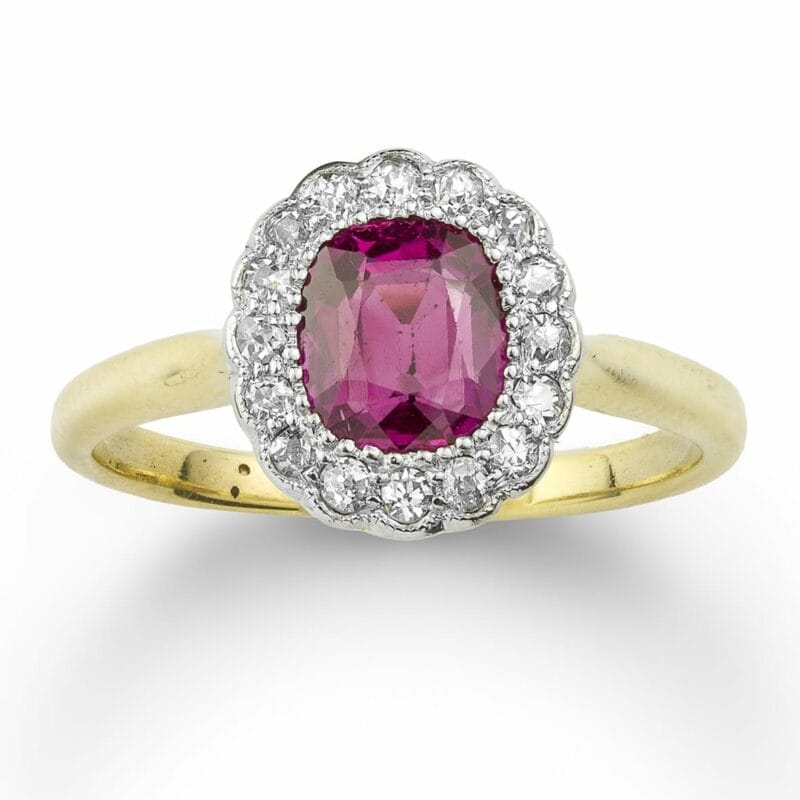 An Early 20th Century Burmese Ruby And Diamond Cluster Ring