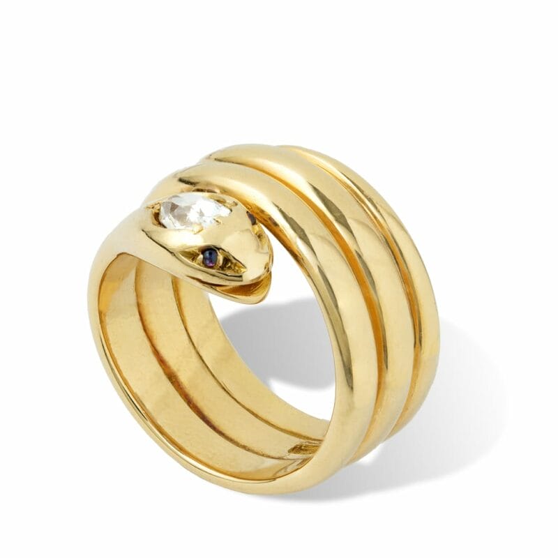 A Yellow Gold Serpent Ring