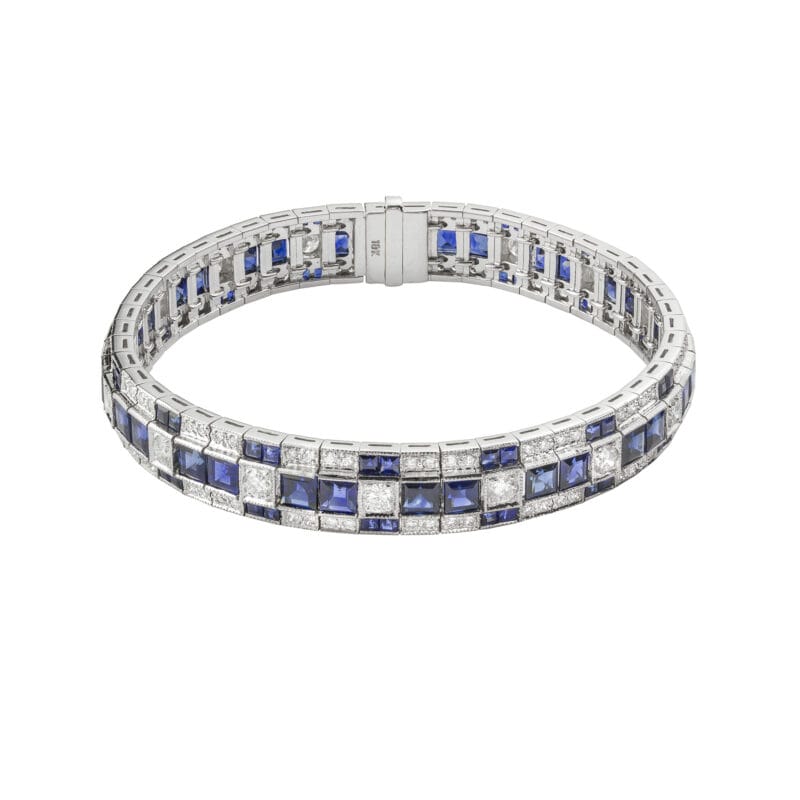 A Sapphire And Diamond Line Bracelet