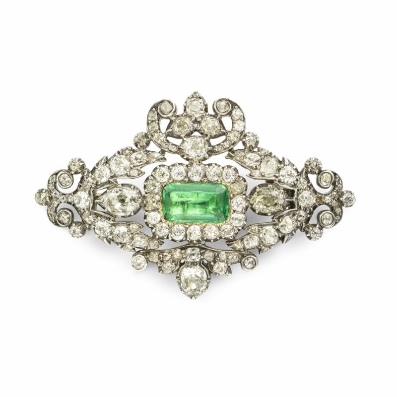 A Victorian Emerald And Diamond Brooch