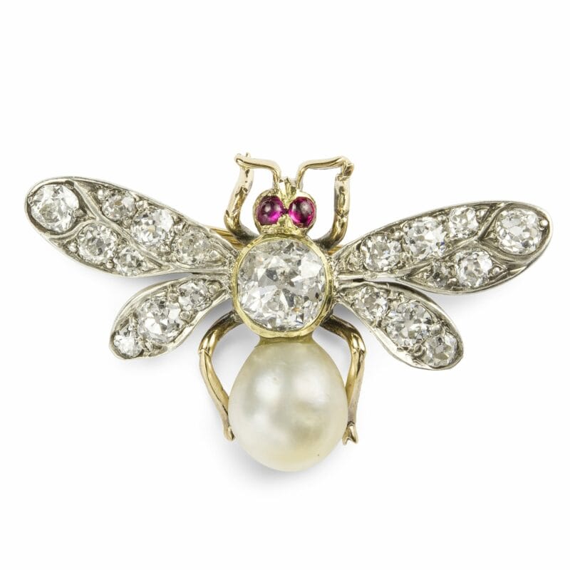 A Victorian Diamond And Pearl Bee Brooch