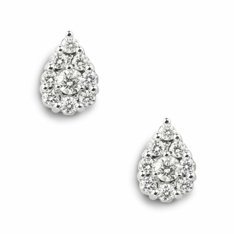 A Pair Of Diamond Set Pear-shape Cluster Earrings