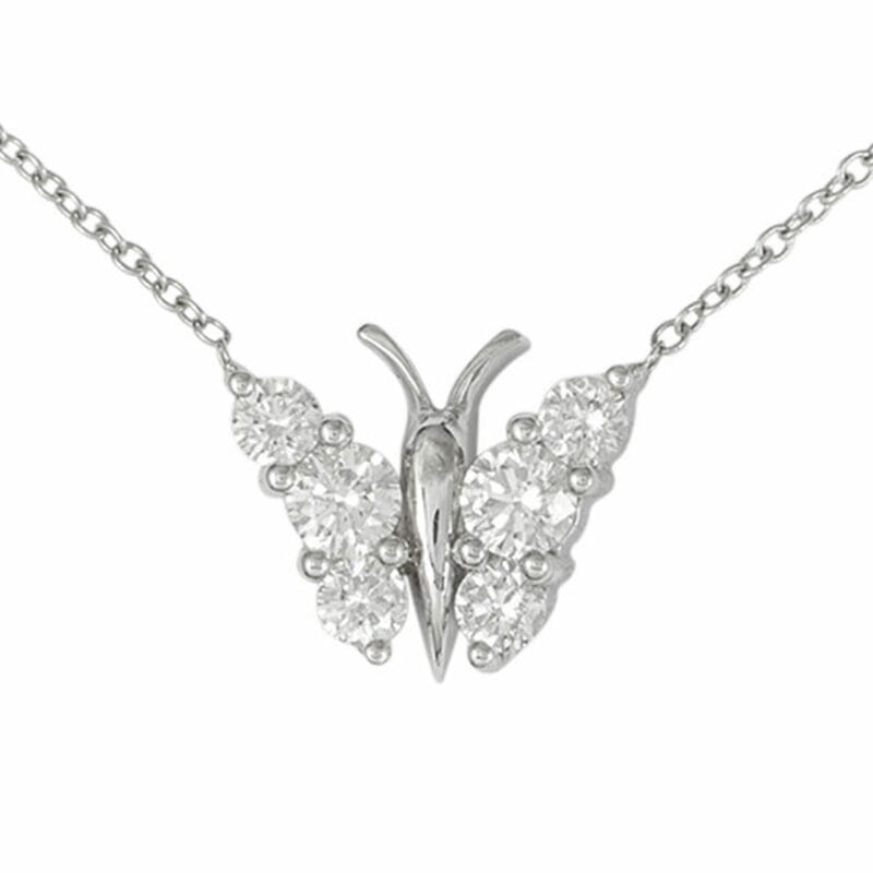 A Diamond Set Butterfly Pendant Necklace