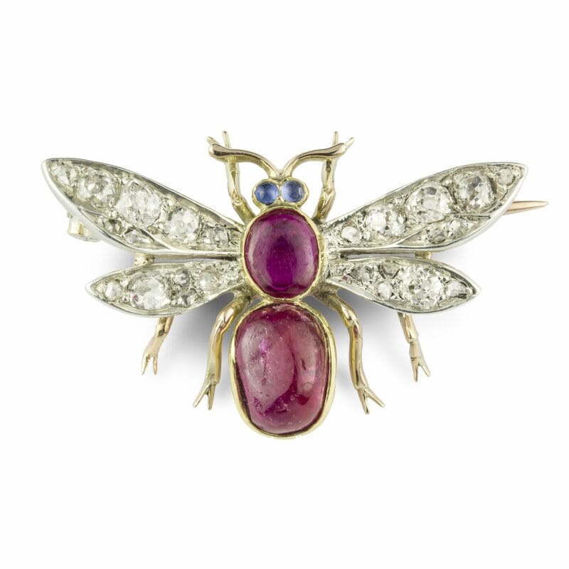 A Victorian Ruby And Diamond Bee Brooch