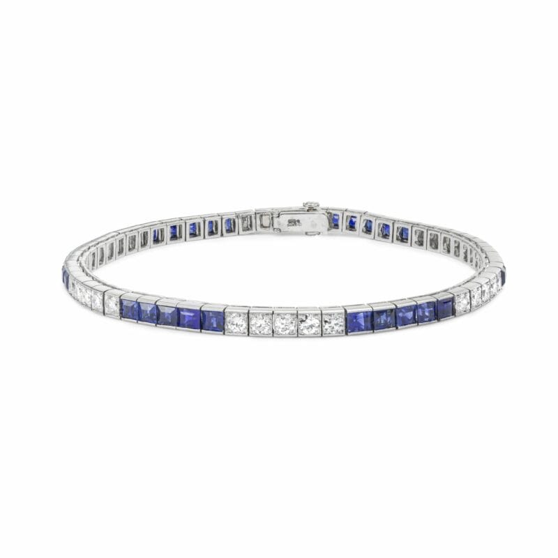 A Diamond And Sapphire Line Bracelet