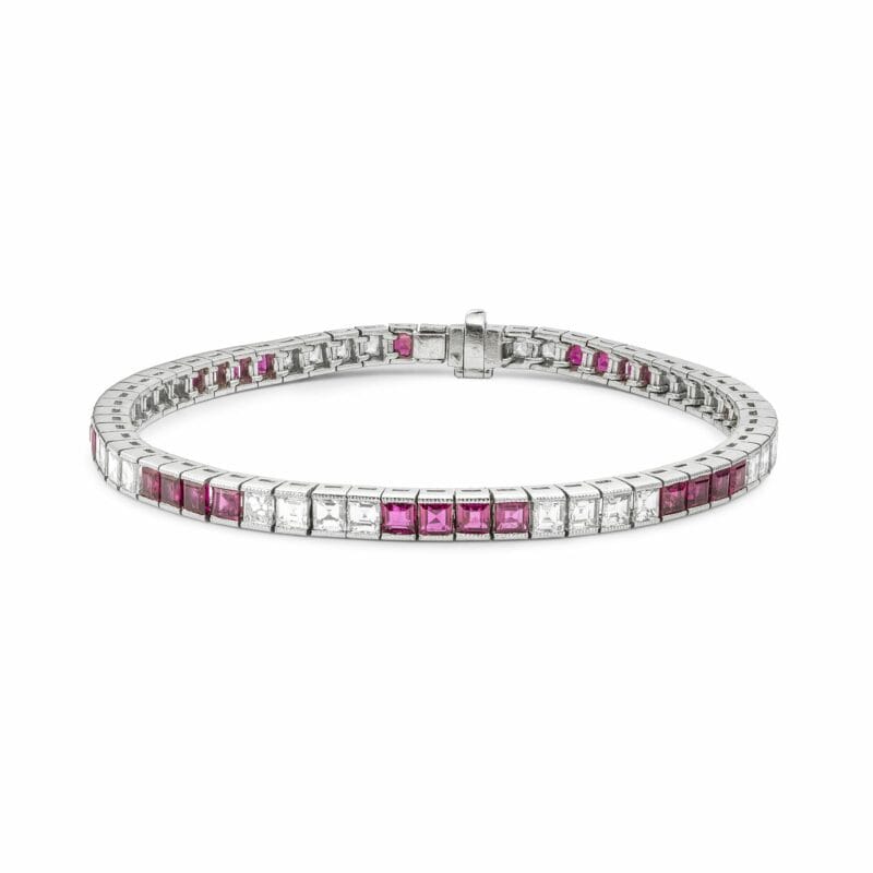 A Ruby And Diamond Line Bracelet