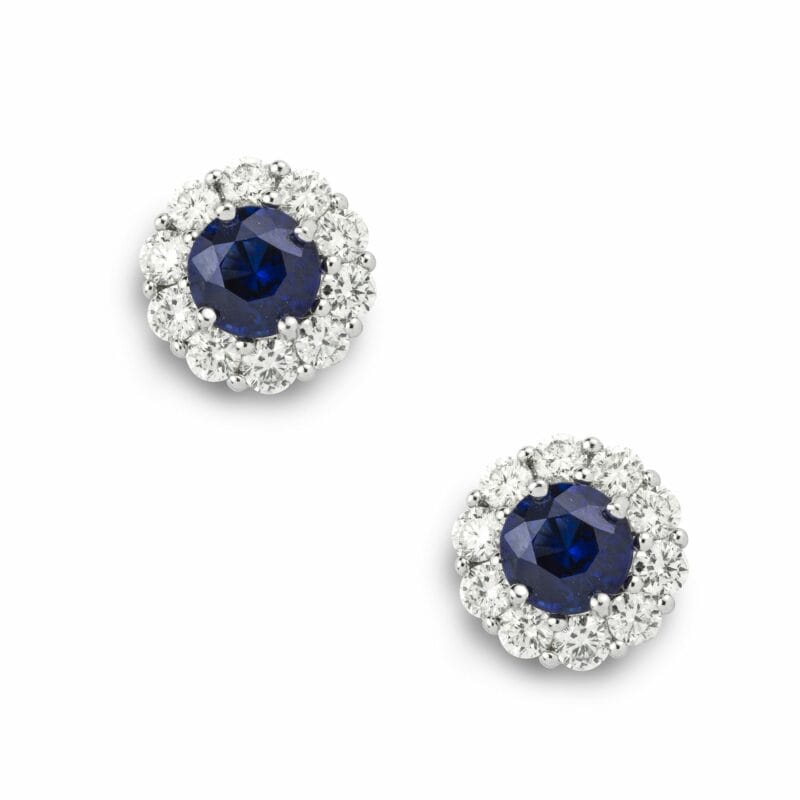 A Pair Of  Sapphire And Diamond Earstuds