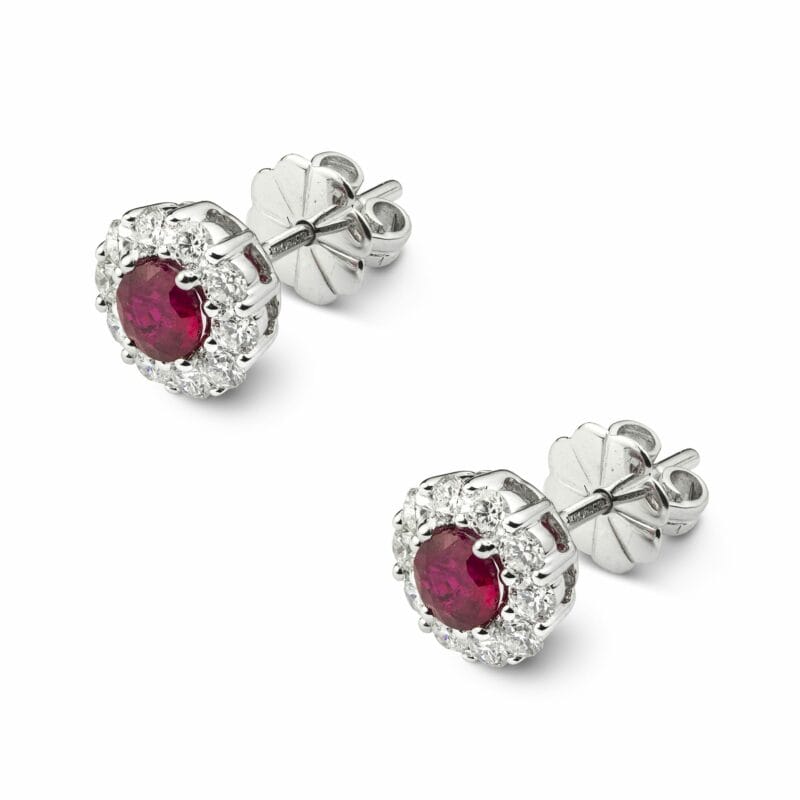 A Pair Of Ruby And Diamond Earstuds