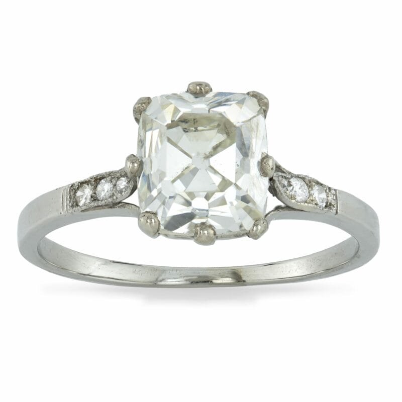 A Single Stone Old Emerald-cut Solitaire Diamond Ring