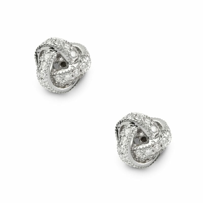 A Pair Of Knot Diamond Stud Earrings