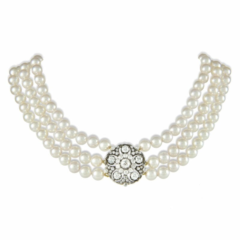 A Diamond And Cultured Pearl Necklace