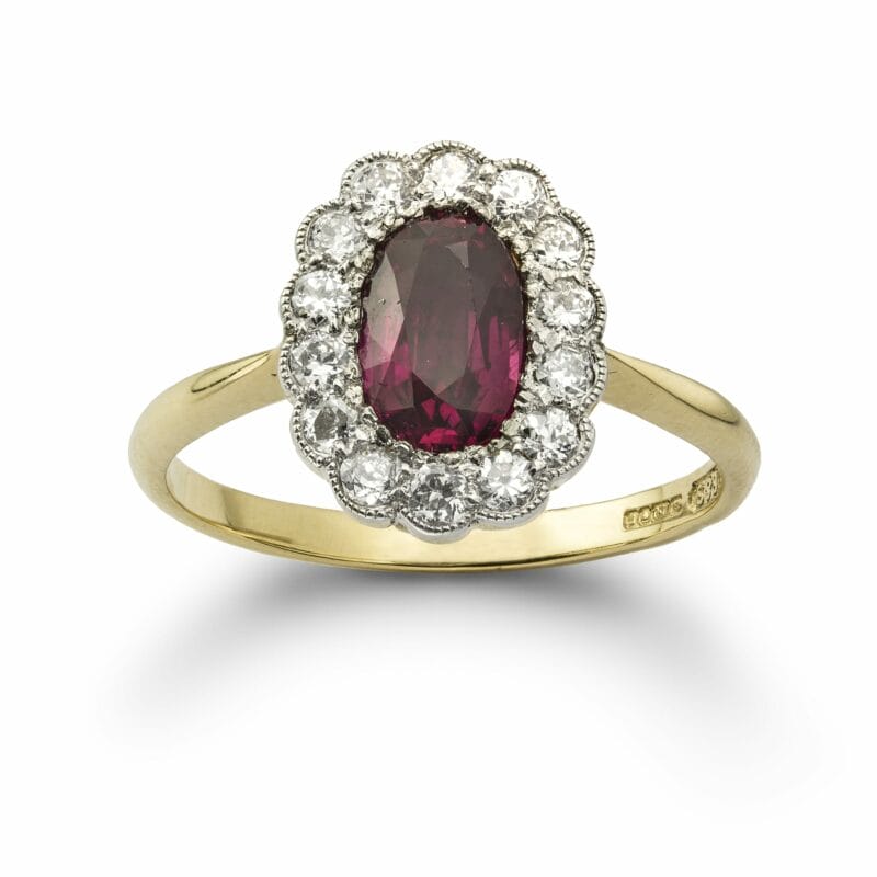 A Ruby And Diamond Cluster Ring