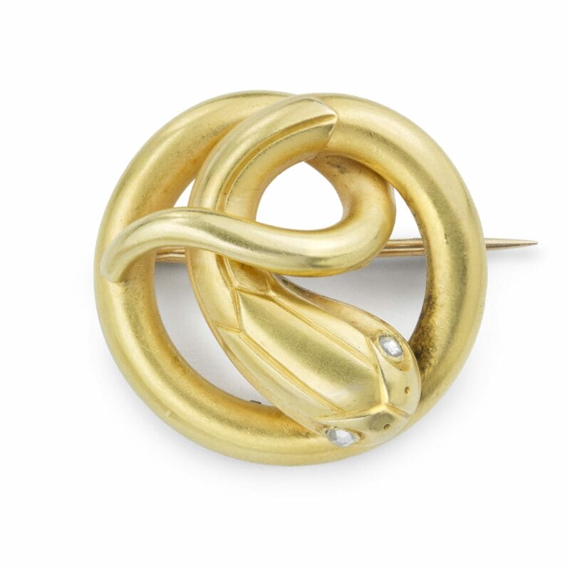 A Second Empire Yellow Gold And Diamond Serpent Brooch