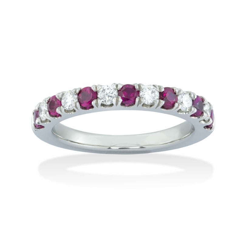 A Ruby And Diamond Half Eternity Ring