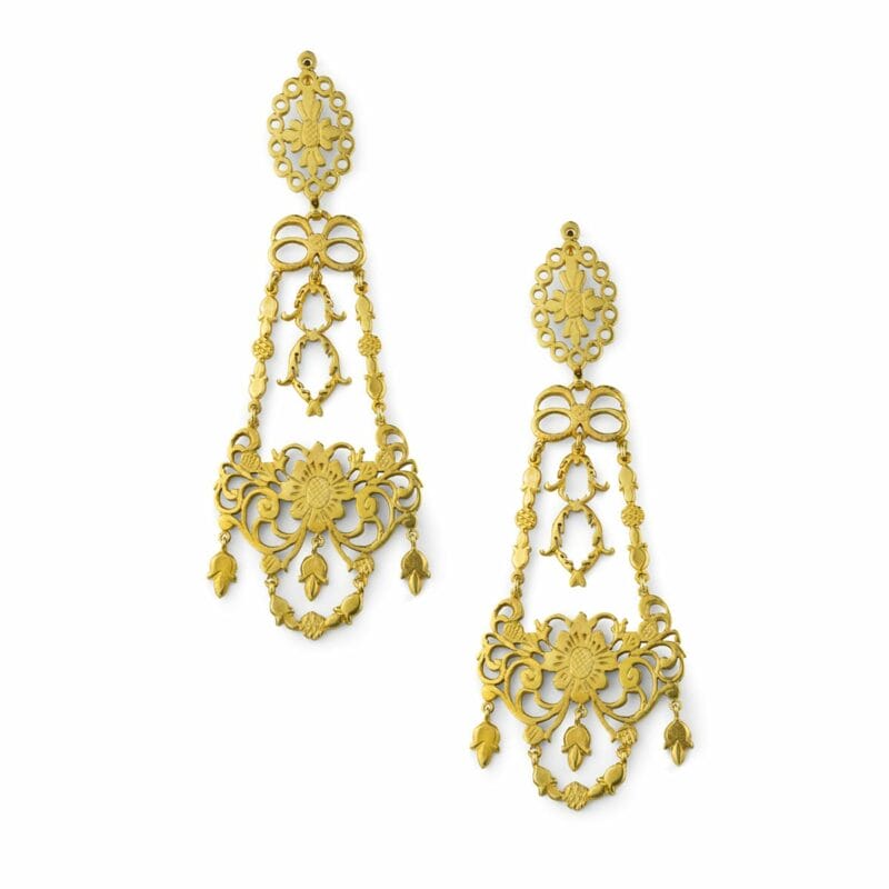A Pair Of Yellow Gold Chandelier Earrings