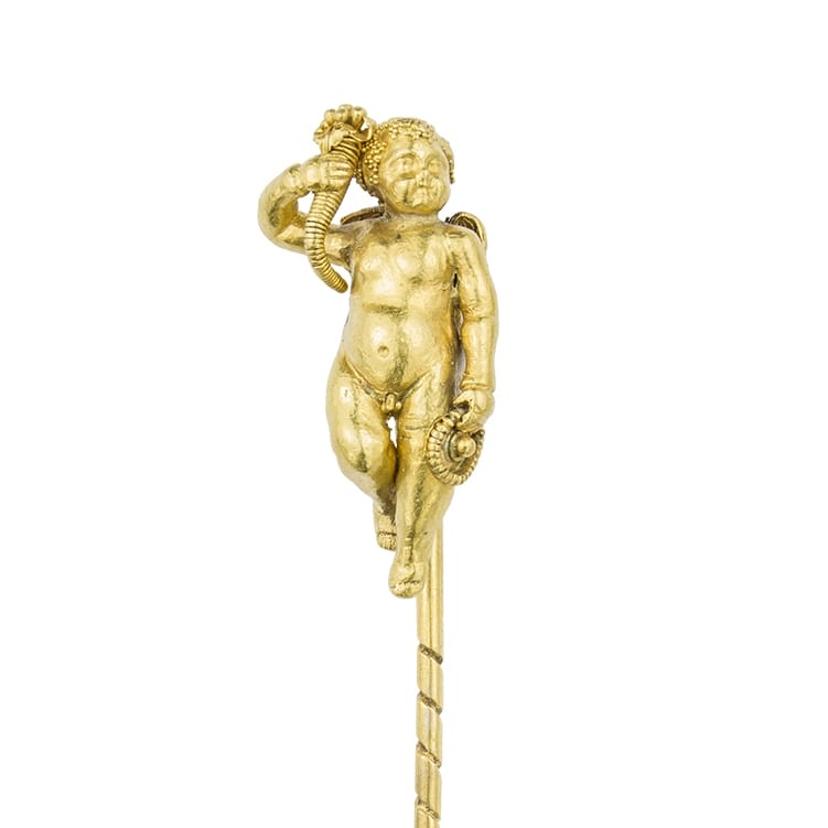 A Gold Amorino Stick-pin Attributed To Giacinto Melillo