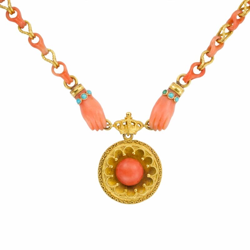 A Coral And Gold Necklace