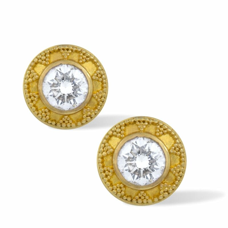 A Pair Of Etruscan-style Diamond Stud Earring