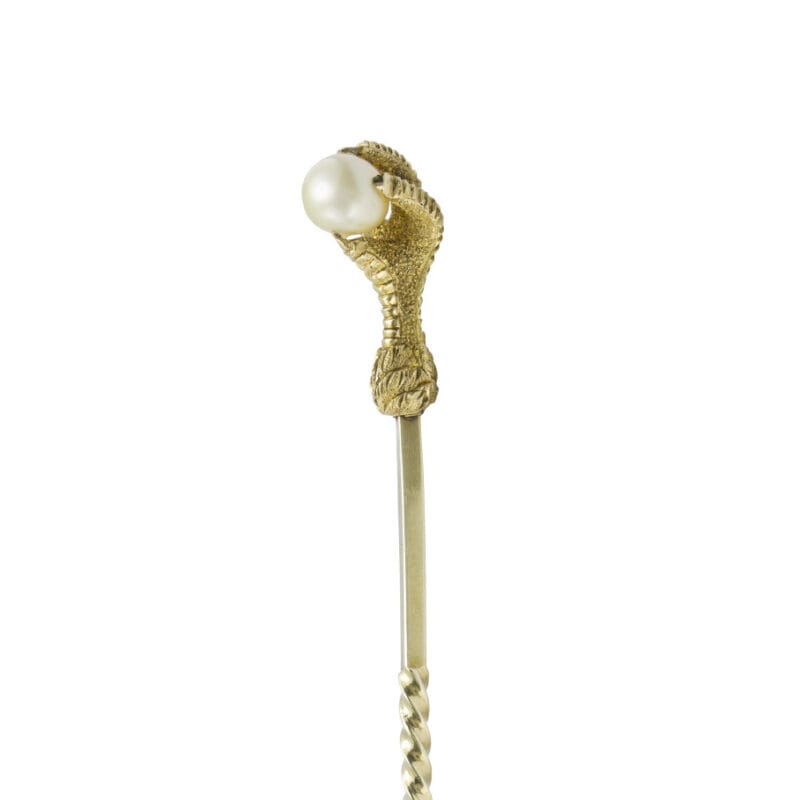 A Victorian Yellow Gold And Pearl Talon Pin