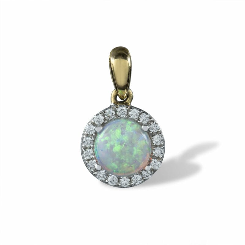 An Opal And Diamond Cluster Pendant