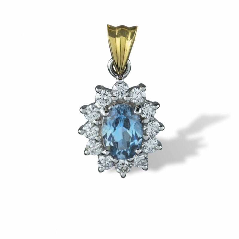 An Aquamarine And Diamond Cluster Pendant
