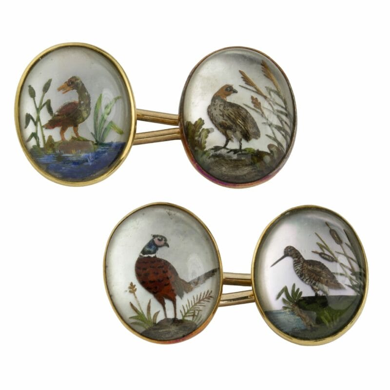 A Pair Of Late Victorian Reverse Intaglio Crystal Cufflinks