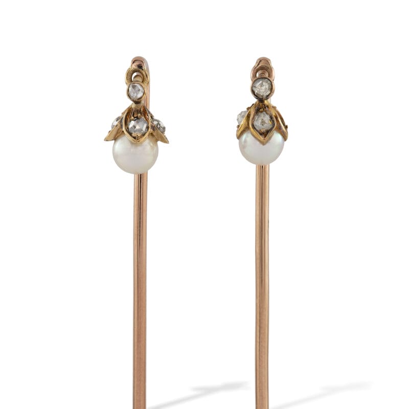 A Pair Of Pearl And Diamond Stick Pins