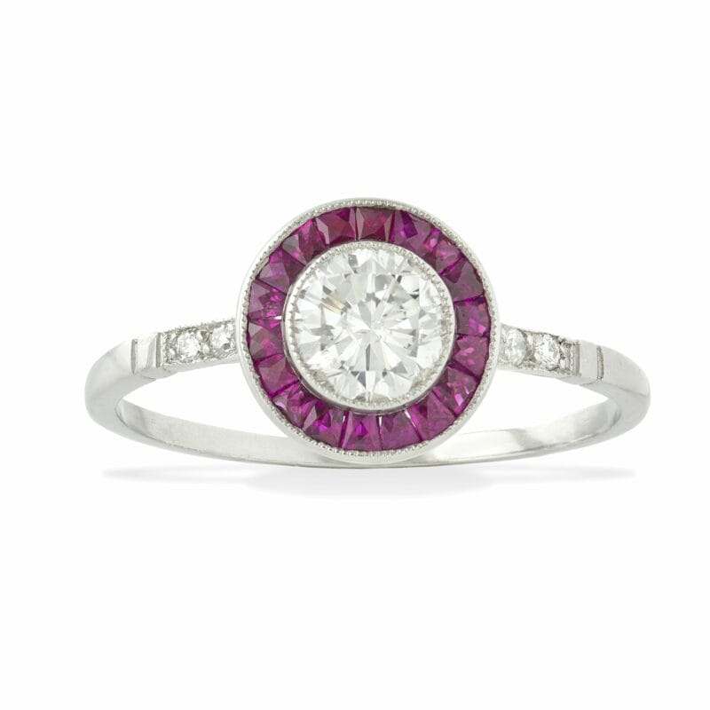 A Diamond And Ruby Target Ring