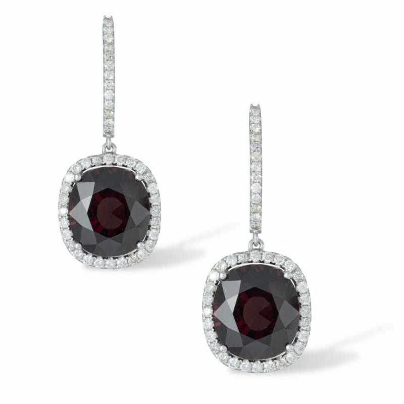 A Pair Of Garnet And Diamond Cluster Earrings
