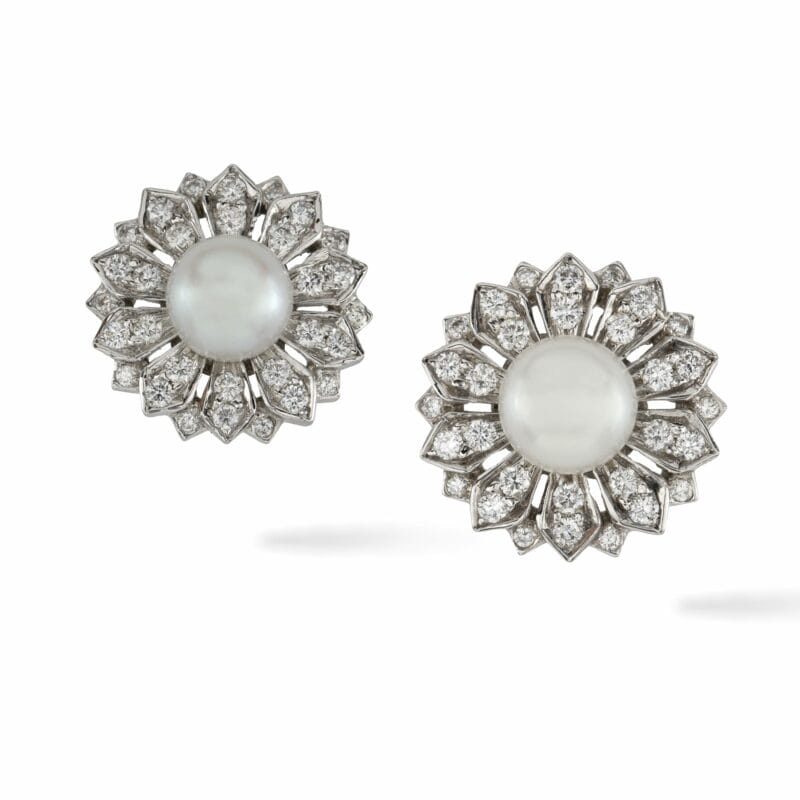 A Pair Of Pearl And Diamond Earrings