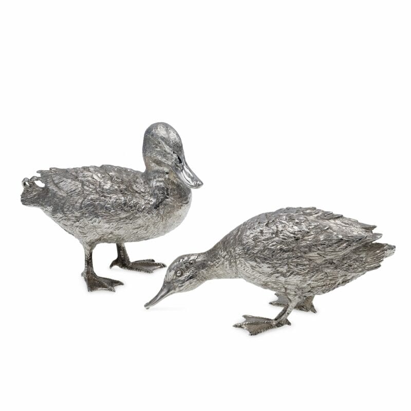 A Pair Of Sterling Silver Mallard Ducks