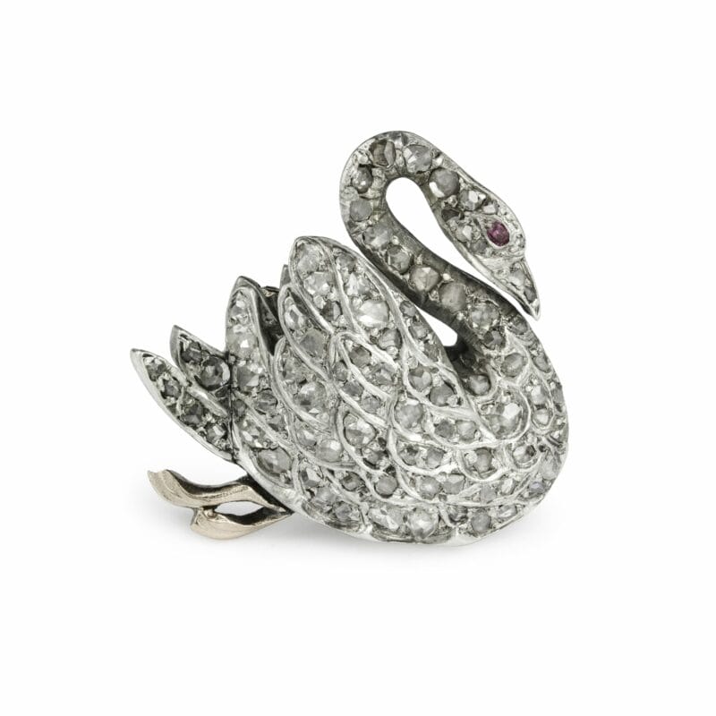 A Victorian Diamond Set Swan Brooch