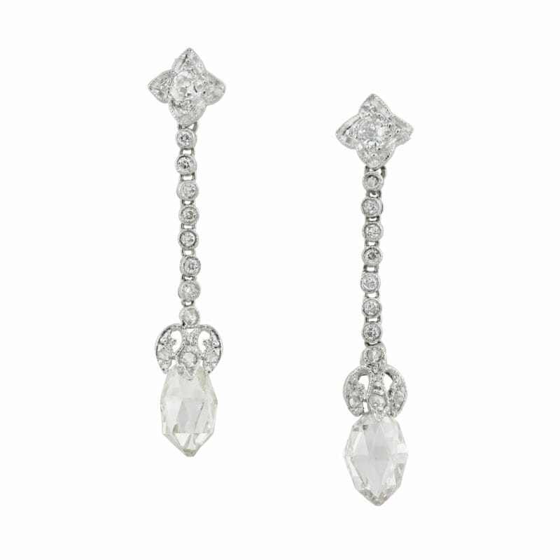 A Pair Of Vintage Diamond Drop Earrings