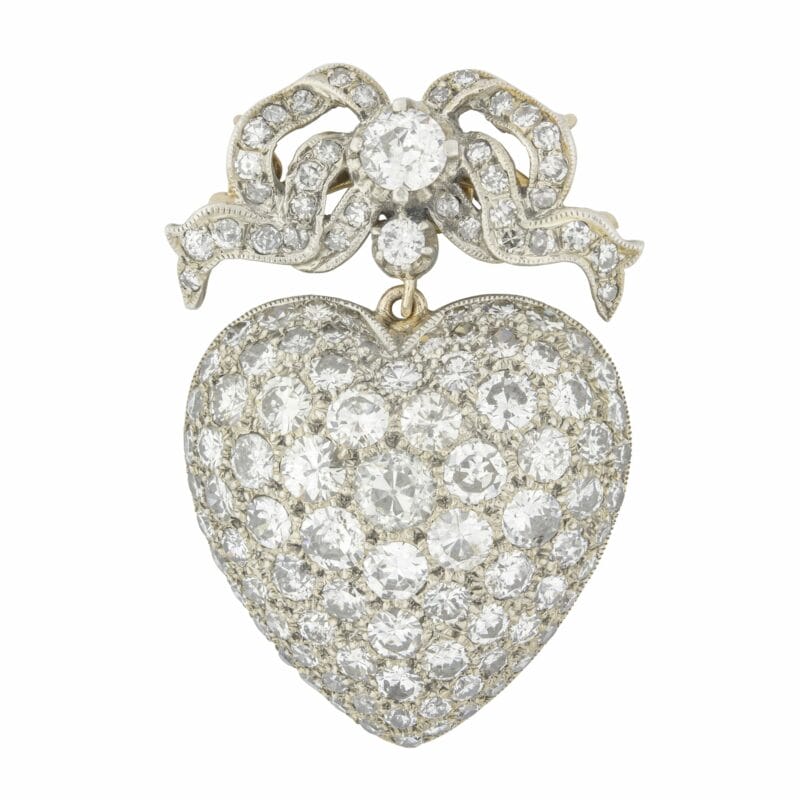 A Victorian Diamond Set Heart Pendant/brooch