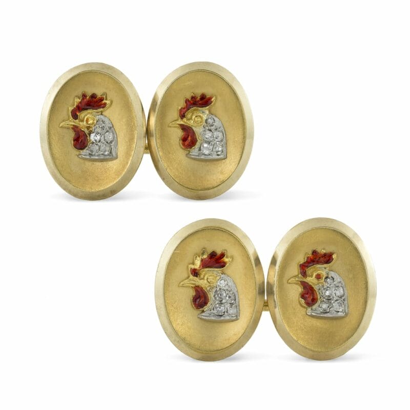 A Pair Of Late Victorian Rooster Cufflinks